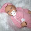 AD8m Levensechte Babypop Lily softbody met wafelpakje met hoofdband roze en speen 52 cm - Afbeelding 8