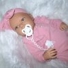 AD8m Levensechte Babypop Lily softbody met wafelpakje met hoofdband roze en speen 52 cm - Afbeelding 4