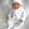 AD9d Levensechte Babypop Leoni softbody bruine ogen in 2 delig setje wit en speen 52 cm - Afbeelding 5