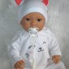 AD9d Levensechte Babypop Leoni softbody bruine ogen in 2 delig setje wit en speen 52 cm - Afbeelding 32