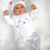 AD9d Levensechte Babypop Leoni softbody bruine ogen in 2 delig setje wit en speen 52 cm - Afbeelding 8