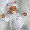 AD9d Levensechte Babypop Leoni softbody bruine ogen in 2 delig setje wit en speen 52 cm - Afbeelding 4
