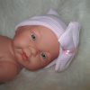 HE02u Poppen mutsje roze wit voor poppen van ca 45 t/m 54 cm