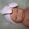 HE02u Poppen mutsje roze wit voor poppen van ca 45 t/m 54 cm - Afbeelding 2