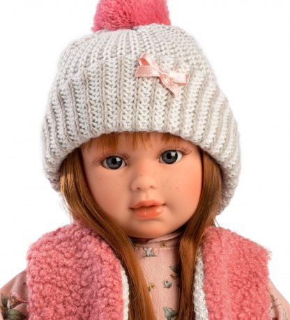 L23a Llorens pop soft body pop met rood haar en kleding 40 cm