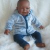 AD3i Levensechte Babypop soft body pop donker in 2 delige set 53 cm