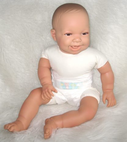 AD3l Levensechte Babypop soft body pop bruine ogen 53 cm met speen - Limited Edition - Afbeelding 6