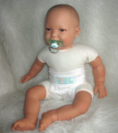 AD3l Levensechte Babypop soft body pop bruine ogen 53 cm met speen - Limited Edition - Afbeelding 2