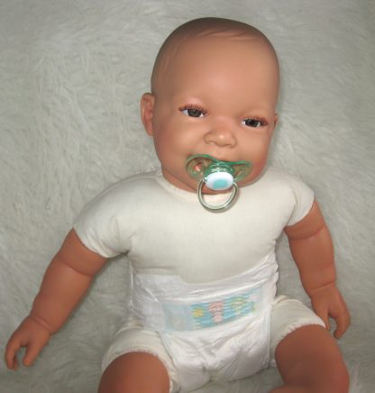 AD3l Levensechte Babypop soft body pop bruine ogen 53 cm met speen - Limited Edition
