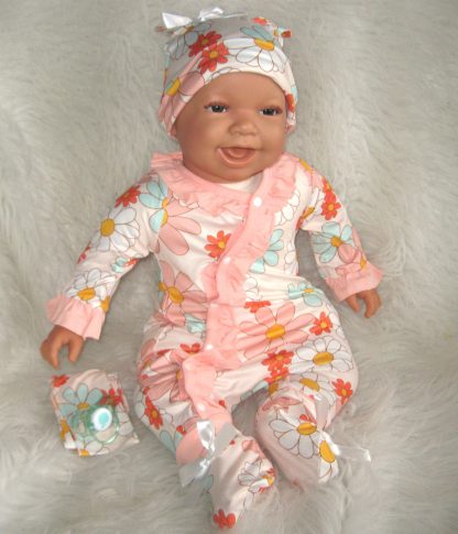 AD3l2 Levensechte Babypop soft body Naomi bruine ogen in kleding en speen 53 cm - Limited Edition - Afbeelding 15