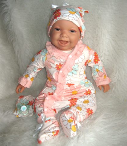 AD3l2 Levensechte Babypop soft body Naomi bruine ogen in kleding en speen 53 cm - Limited Edition - Afbeelding 17