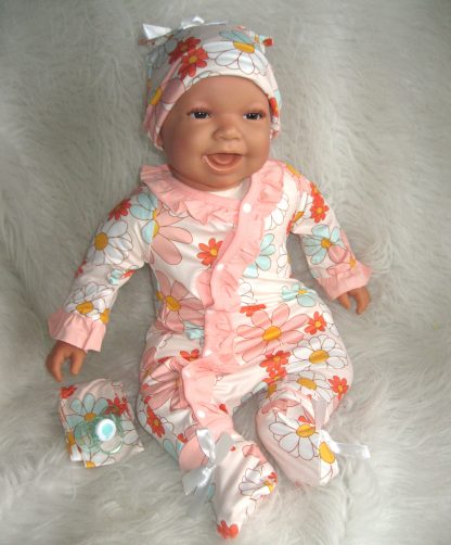 AD3l2 Levensechte Babypop soft body Naomi bruine ogen in kleding en speen 53 cm - Limited Edition - Afbeelding 9