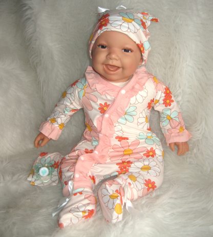 AD3l2 Levensechte Babypop soft body Naomi bruine ogen in kleding en speen 53 cm - Limited Edition - Afbeelding 8