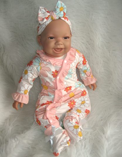 AD3l2 Levensechte Babypop soft body Naomi bruine ogen in kleding en speen 53 cm - Limited Edition - Afbeelding 14