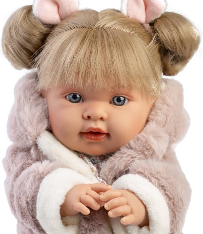 L18c Llorens babypop softbody pop blond haar met geluid kleding speen 42 cm - Afbeelding 4