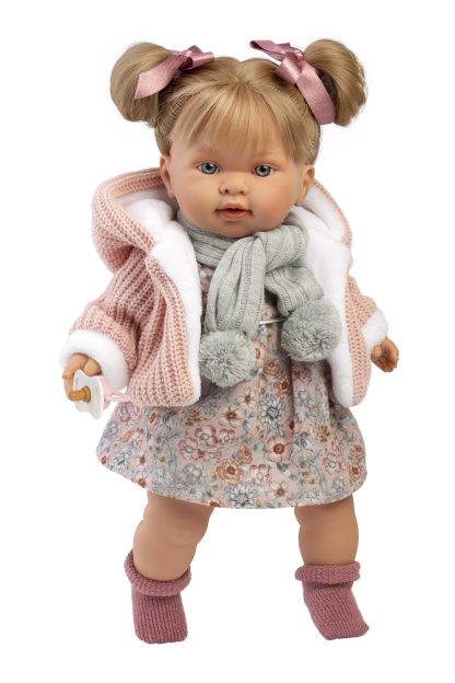 L18b Llorens babypop softbody pop blond haar met geluid kleding speen 42 cm - Afbeelding 2