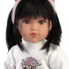 L23b Llorens pop soft body pop met zwart haar groene ogen 40 cm - Afbeelding 13