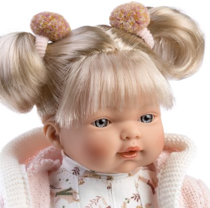 L24c Llorens babypopje soft body popje blond haar met geluid kleding speen 33 cm