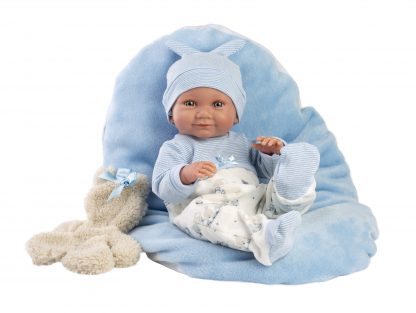 L00c Llorens levensechte babypop jongen fullbody met kleding en ligkussen 40 cm