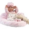 L00c Llorens levensechte babypop meisje fullbody met kleding en ligkussen 40 cm - Afbeelding 4