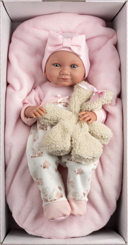L00c Llorens levensechte babypop meisje fullbody met kleding en ligkussen 40 cm - Afbeelding 6