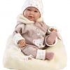 L10 Llorens levensechte babypop soft body met geluid kleding ligkussen en speen 42 cm - Afbeelding 6