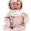 L09d Llorens levensechte babypop soft body bruine ogen kleding en speen 42 cm - zonder geluid - Afbeelding 2