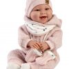 L09d Llorens levensechte babypop soft body bruine ogen kleding en speen 42 cm - zonder geluid