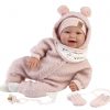 L09d Llorens levensechte babypop soft body bruine ogen kleding en speen 42 cm - zonder geluid - Afbeelding 4