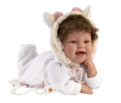L09a Llorens levensechte babypop soft body met haar kleding en speen 42 cm - met geluid - Afbeelding 4