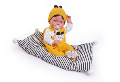 AJ18f Antonio Juan pop babypop softbody bruine ogen met haar kleding en speen 42 cm - Afbeelding 13