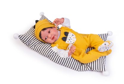 AJ18f Antonio Juan pop babypop softbody bruine ogen met haar kleding en speen 42 cm - Afbeelding 14