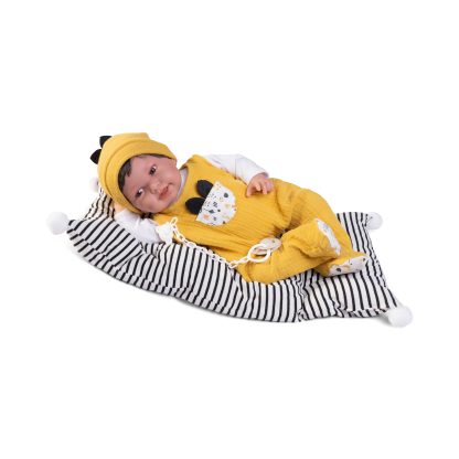AJ18f Antonio Juan pop babypop softbody bruine ogen met haar kleding en speen 42 cm - Afbeelding 16