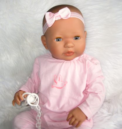 AD7e Levensechte Babypop soft body Lisa met slaapogen kleding en speen 52 cm - Afbeelding 2