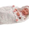 AJ03a Antonio Juan levensechte babypop meisje fullbody glimlachend met kleding slaapzak en speen 43 cm - Afbeelding 2