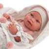 AJ03a Antonio Juan levensechte babypop meisje fullbody glimlachend met kleding slaapzak en speen 43 cm