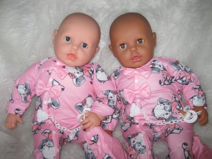P13c Grote Babypoppen Set blank en getint  60 cm in roze kleding en speen - Afbeelding 13