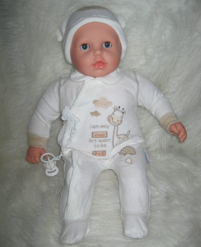 P12 Grote Babypop soft body blank 60 cm met velours kleding en speen - Afbeelding 18