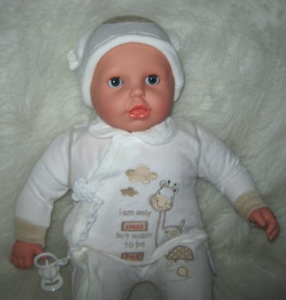 P12 Grote Babypop soft body blank 60 cm met velours kleding en speen - Afbeelding 5
