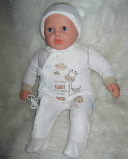 P12 Grote Babypop soft body blank 60 cm met velours kleding en speen - Afbeelding 4