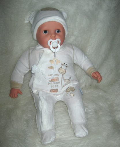P12 Grote Babypop soft body blank 60 cm met velours kleding en speen - Afbeelding 20