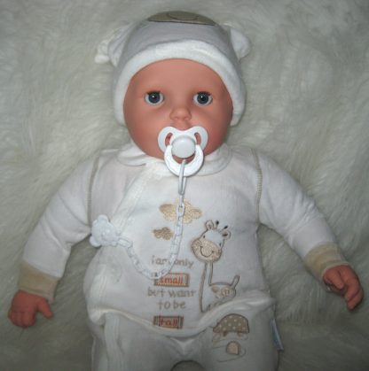 P12 Grote Babypop soft body blank 60 cm met velours kleding en speen