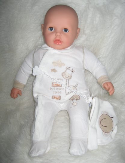 P12 Grote Babypop soft body blank 60 cm met velours kleding en speen - Afbeelding 19