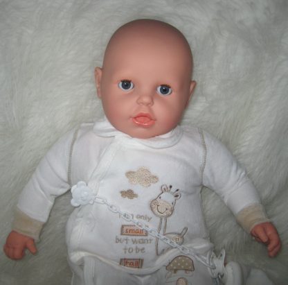 P12 Grote Babypop soft body blank 60 cm met velours kleding en speen - Afbeelding 3