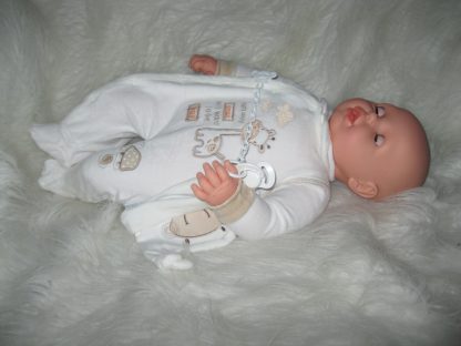 P12 Grote Babypop soft body blank 60 cm met velours kleding en speen - Afbeelding 6
