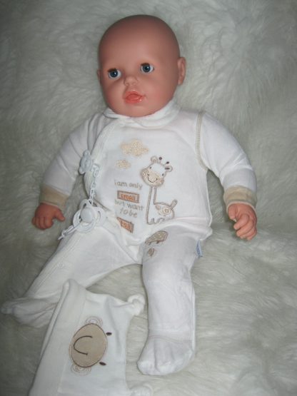 P12 Grote Babypop soft body blank 60 cm met velours kleding en speen - Afbeelding 16