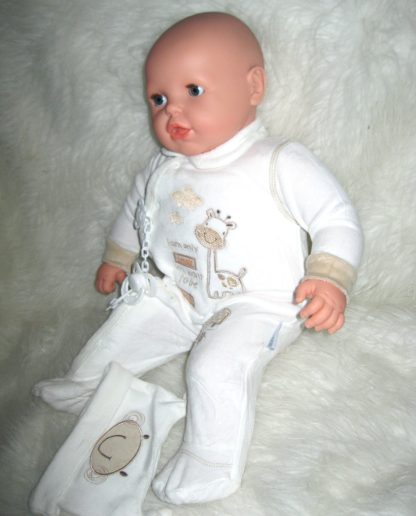 P12 Grote Babypop soft body blank 60 cm met velours kleding en speen - Afbeelding 14