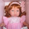 AS11 Asi soft body pop Nori met rood haar tule jurk en speen 46 cm - Afbeelding 7