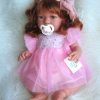 AS11 Asi soft body pop Nori met rood haar tule jurk en speen 46 cm - Afbeelding 3