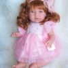 AS11 Asi soft body pop Nori met rood haar tule jurk en speen 46 cm - Afbeelding 15
